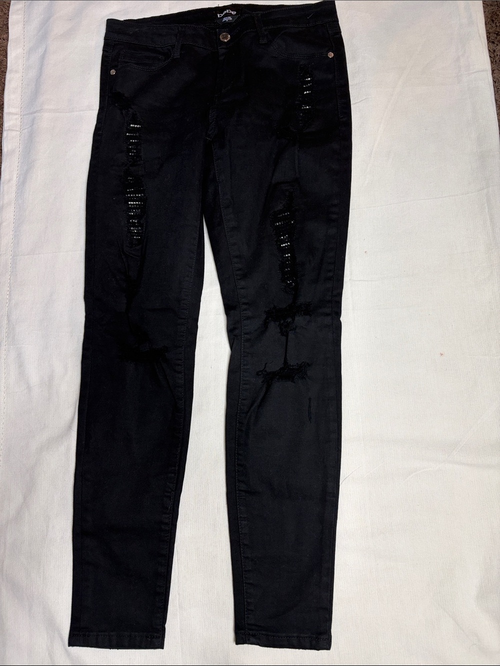 bebe Black distressed Skinny Jeans